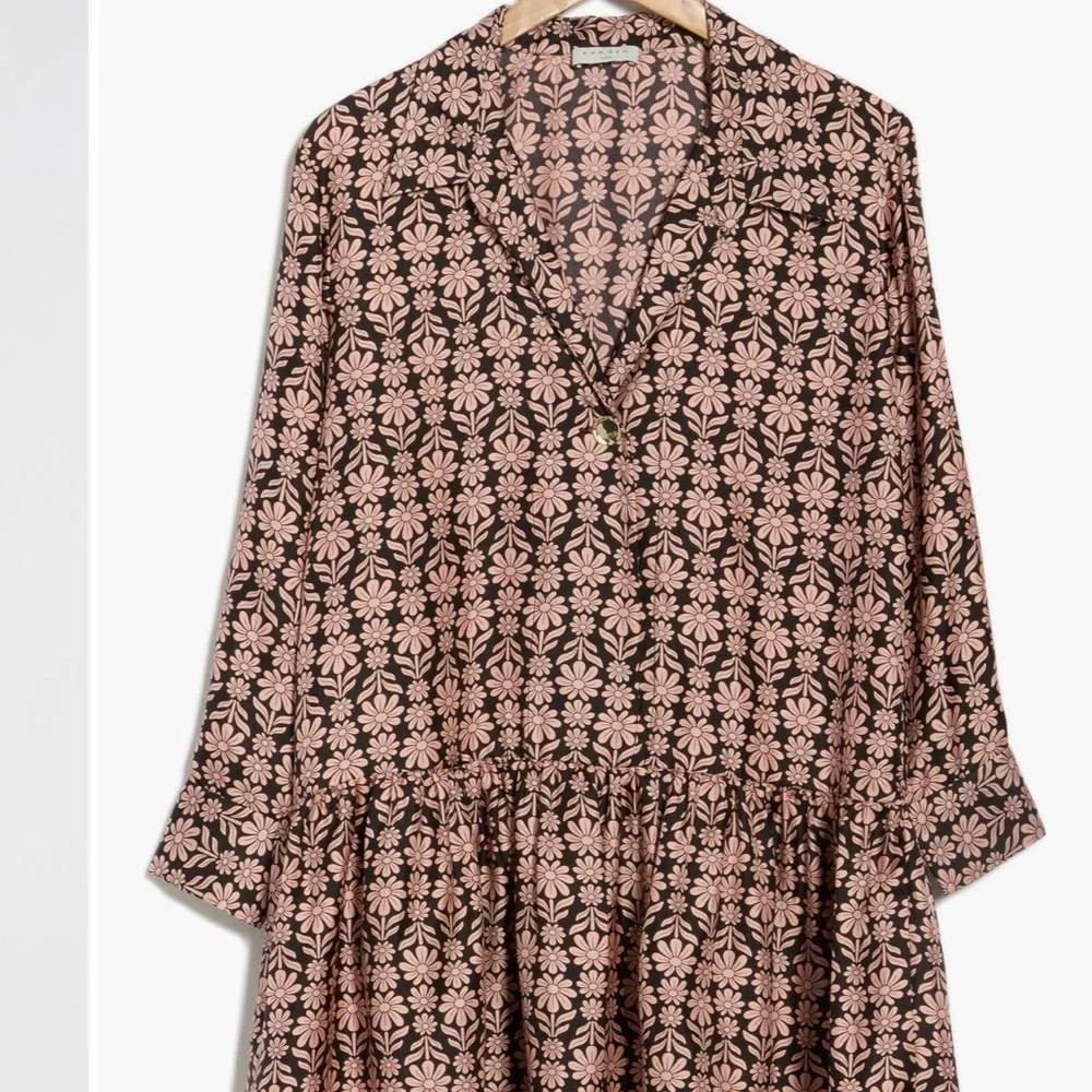 Sandro Pink and Black Floral Long-Sleeve Tiered Mini Dress
100% silk dress - Picture 4 of 8